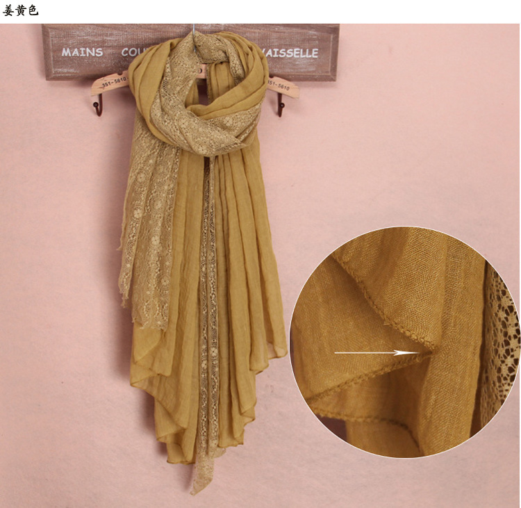 Fashion viscose cotton lace scarf