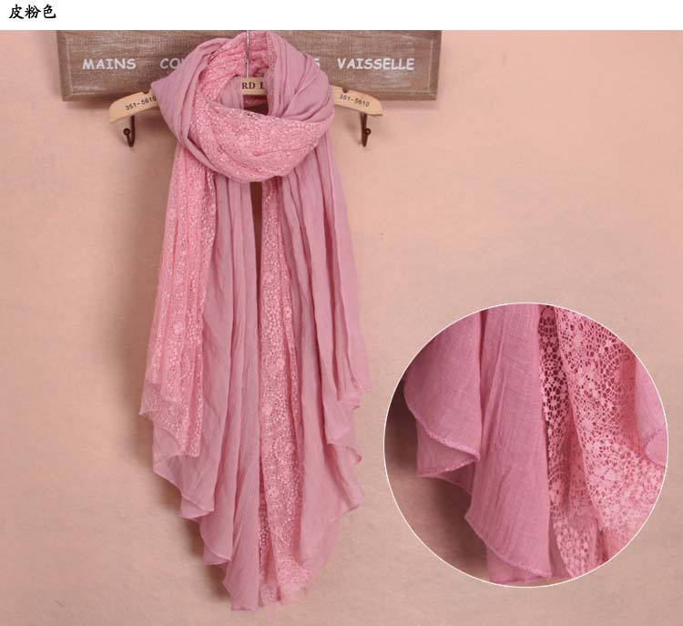 Fashion viscose cotton lace scarf
