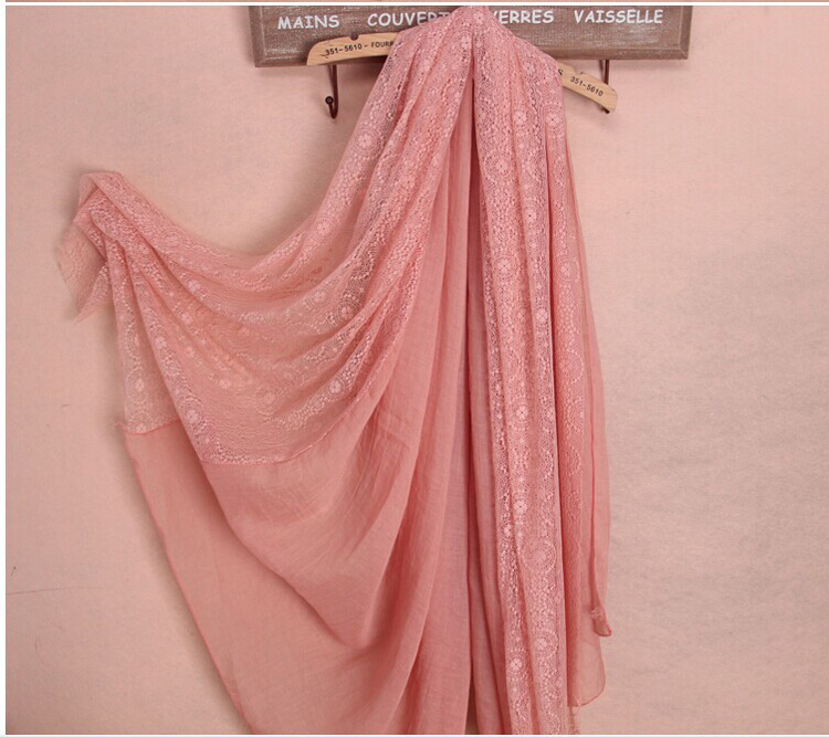 Fashion viscose cotton lace scarf