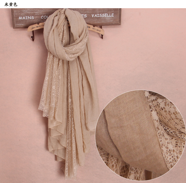 Fashion viscose cotton lace scarf
