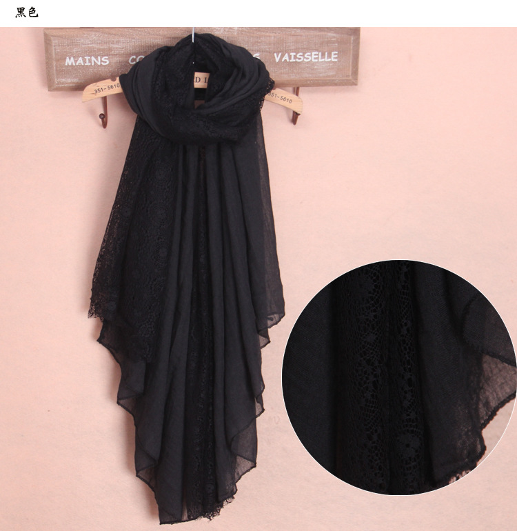 Fashion viscose cotton lace scarf