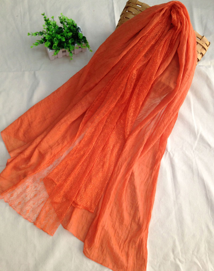 Fashion viscose cotton lace scarf