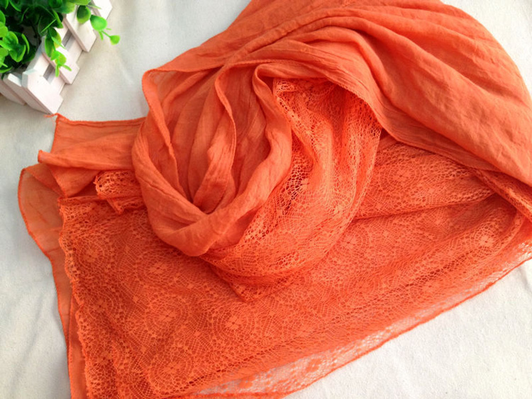 Fashion viscose cotton lace scarf