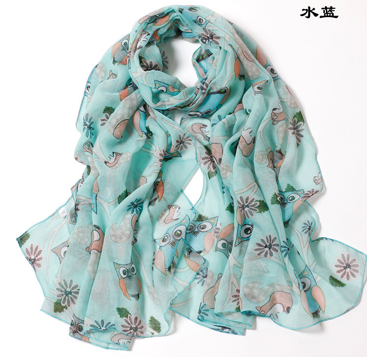 Owl animal print scarf wholesale