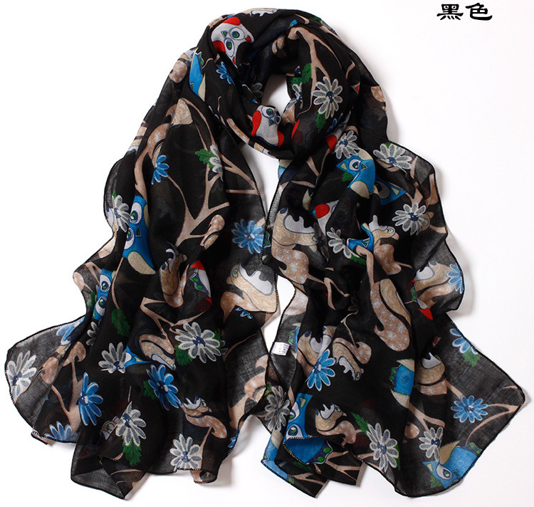 Owl animal print scarf wholesale