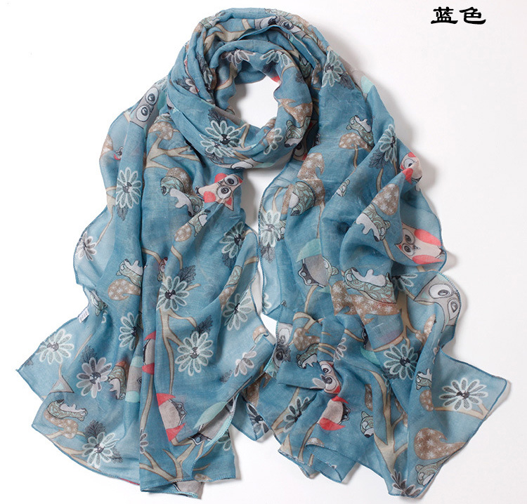 Owl animal print scarf wholesale