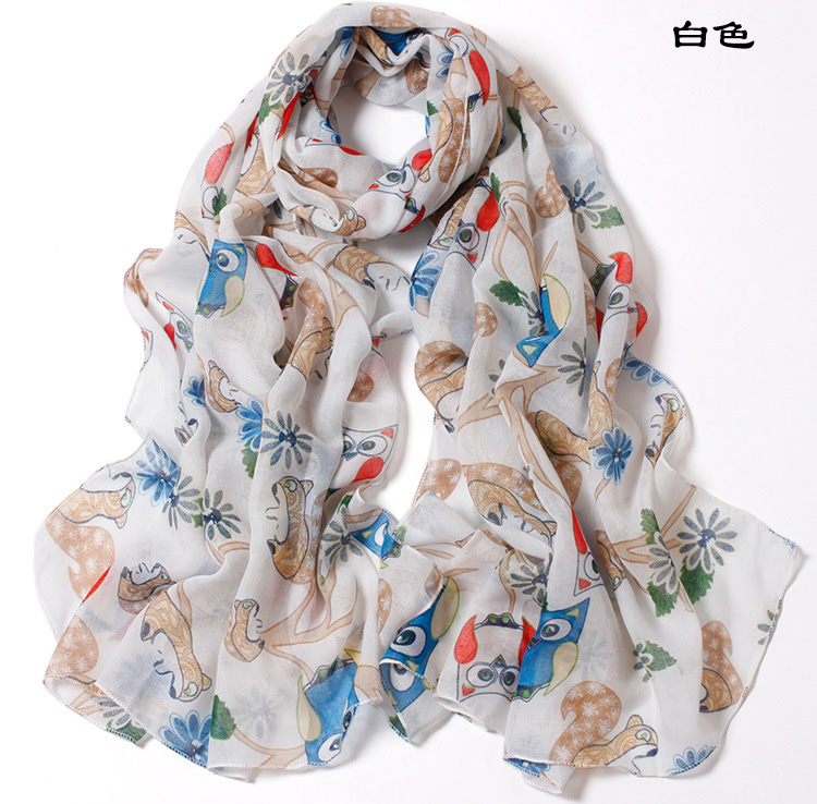 Owl animal print scarf wholesale