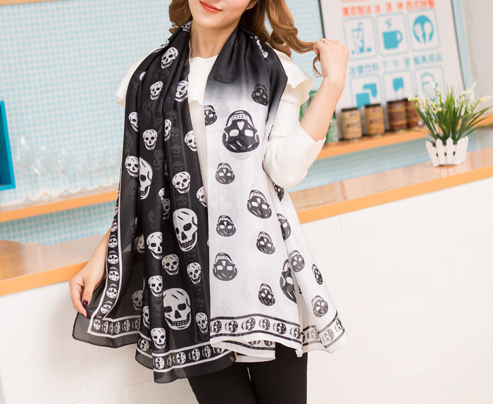 Wholesale skull silk scarf