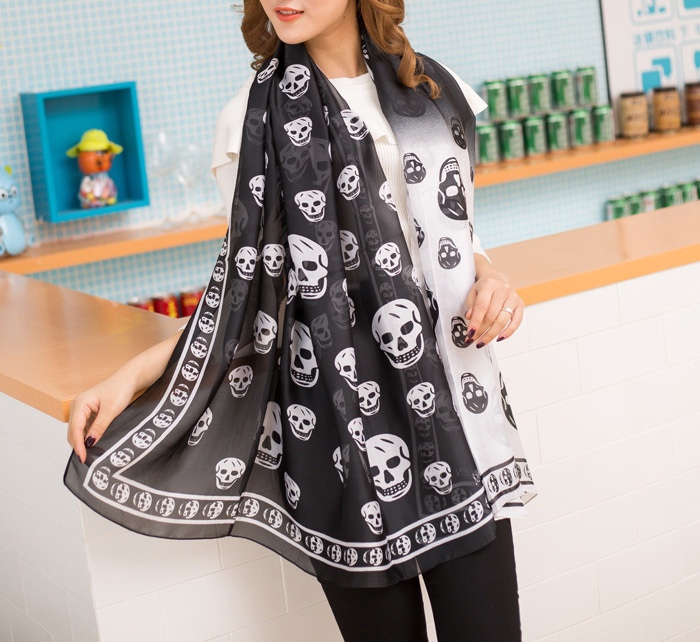 Wholesale skull silk scarf