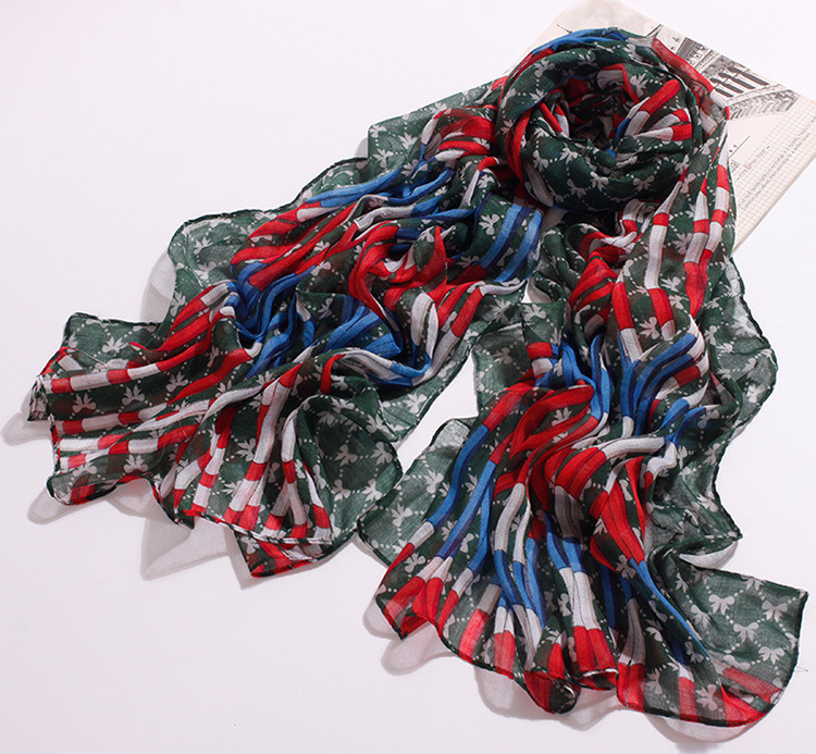 Viscose striped colorful scarf