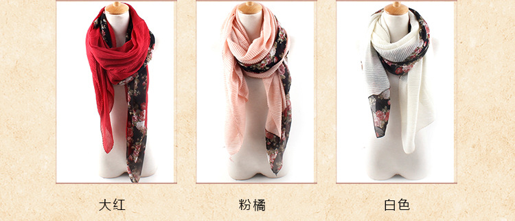 Wholesale floral chiffon silk scarf