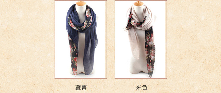 Wholesale floral chiffon silk scarf