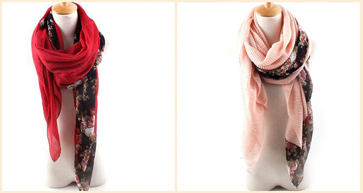 Wholesale floral chiffon silk scarf