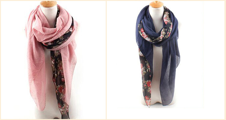 Wholesale floral chiffon silk scarf
