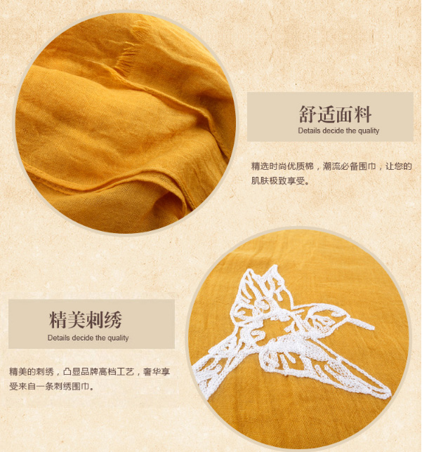 Wholesale cotton embroidered scarf
