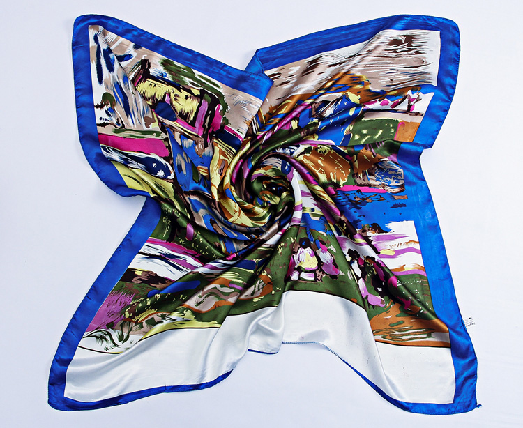 Painting square silk scarf wholesale