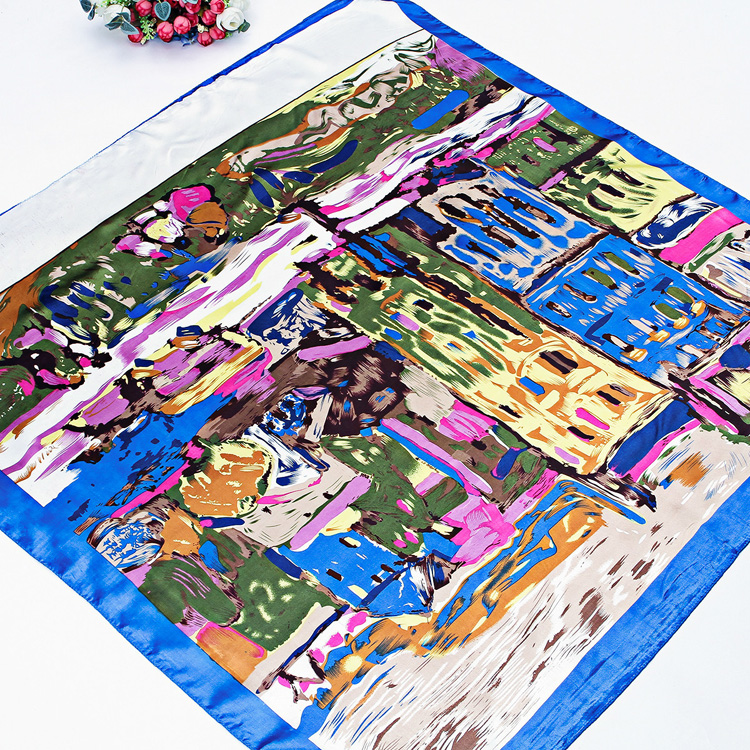 Painting square silk scarf wholesale