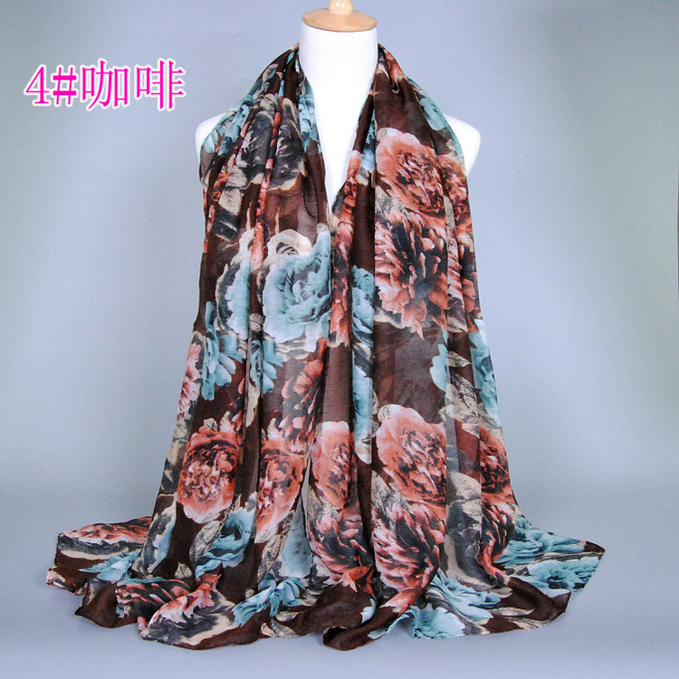 Wholesale viscose peony scarf