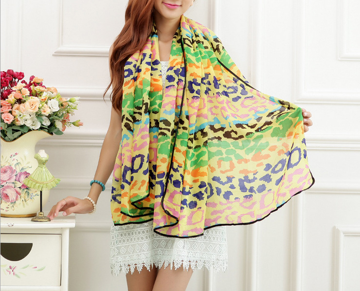 Leopard color chiffon scarf wholesale