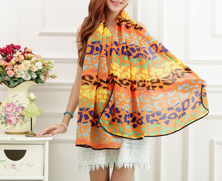 Leopard color chiffon scarf wholesale