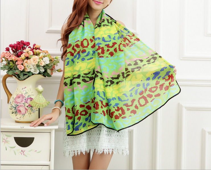 Leopard color chiffon scarf wholesale