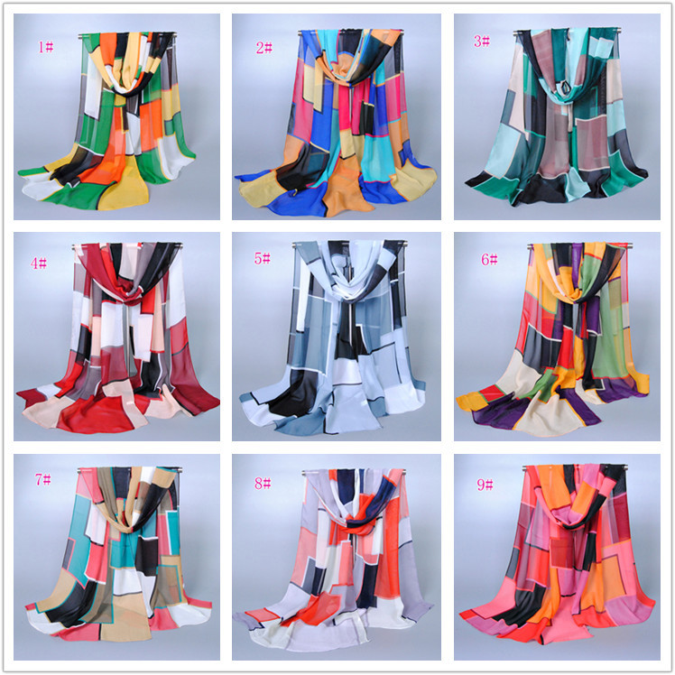 Wholesale color plaid chiffon scarf