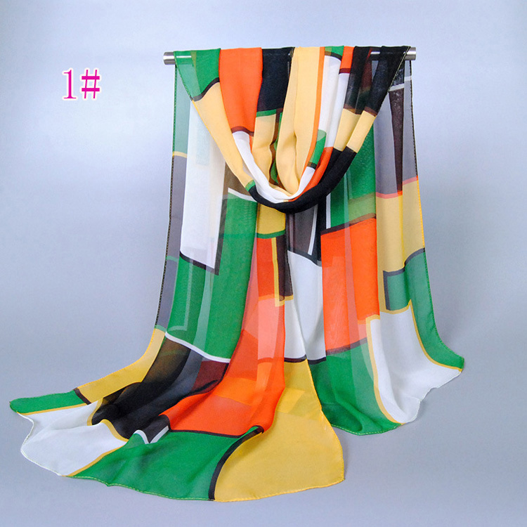 Wholesale color plaid chiffon scarf