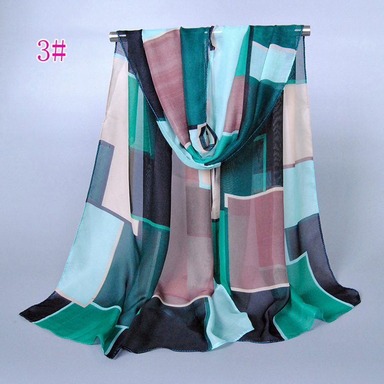 Wholesale color plaid chiffon scarf