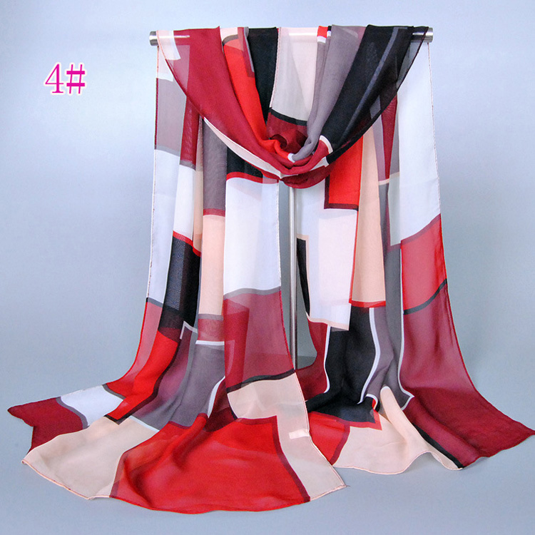 Wholesale color plaid chiffon scarf