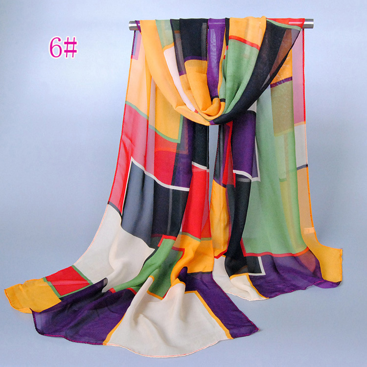 Wholesale color plaid chiffon scarf