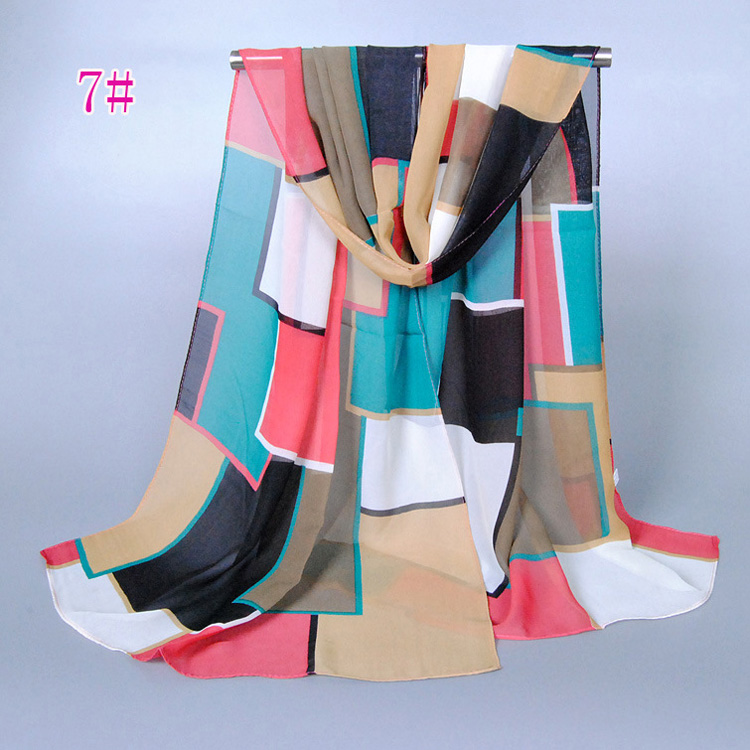 Wholesale color plaid chiffon scarf