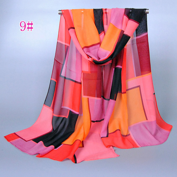 Wholesale color plaid chiffon scarf