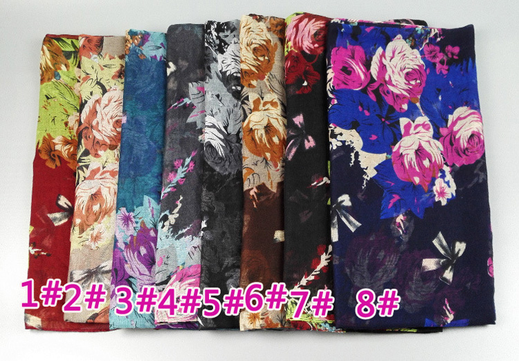 Wholesale rose floral viscose scarf