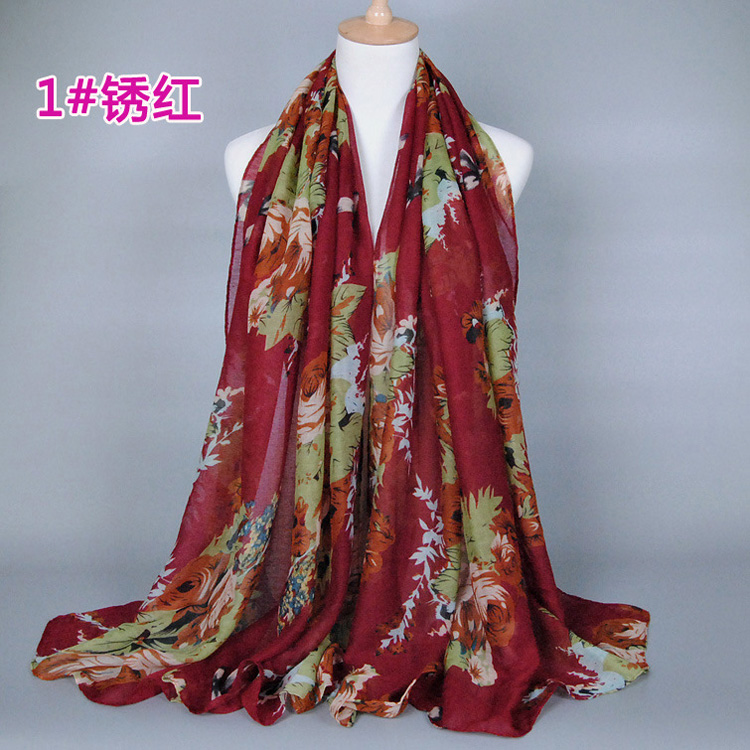 Wholesale rose floral viscose scarf