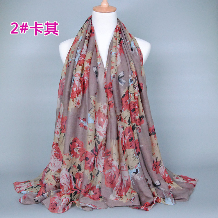 Wholesale rose floral viscose scarf