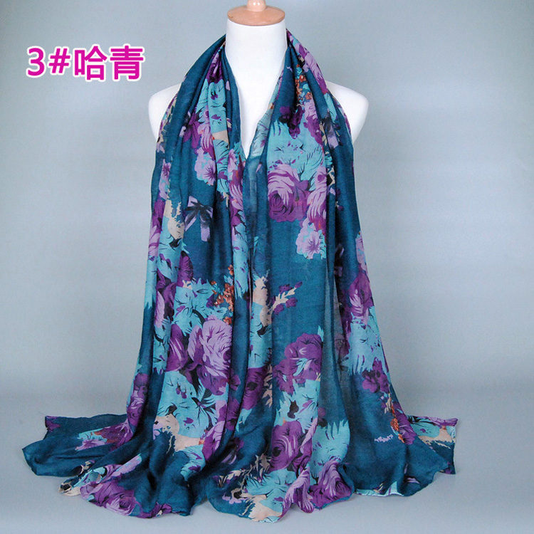 Wholesale rose floral viscose scarf