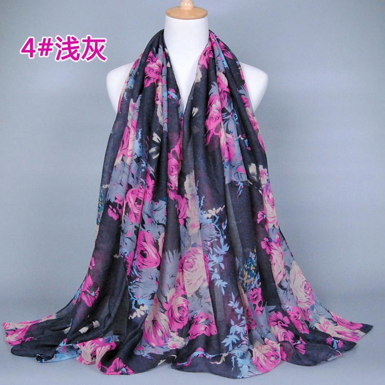 Wholesale rose floral viscose scarf