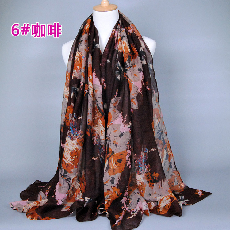 Wholesale rose floral viscose scarf