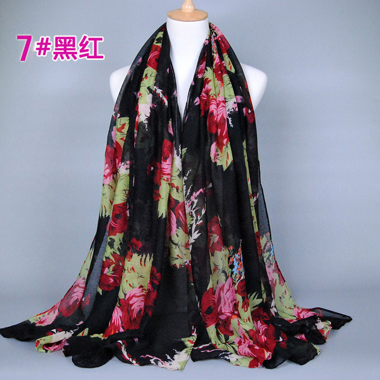 Wholesale rose floral viscose scarf