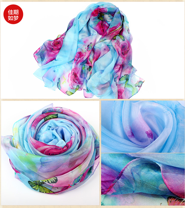 Wholesale chiffon printed silk scarf