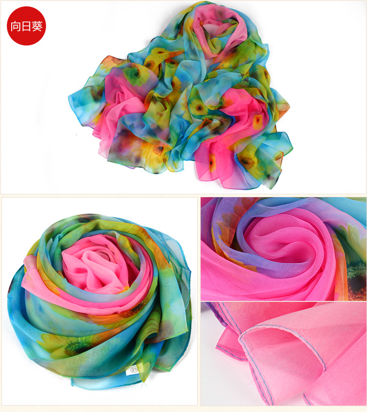 Wholesale chiffon printed silk scarf