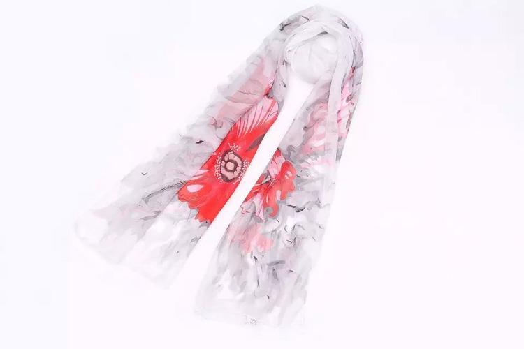 Wholesale flower chiffon silk scarf