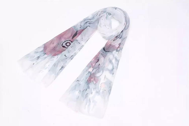 Wholesale flower chiffon silk scarf
