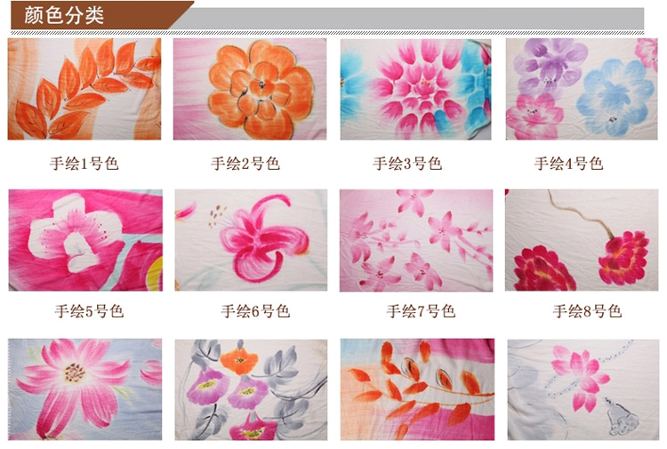 Hand painted silk wool scarf