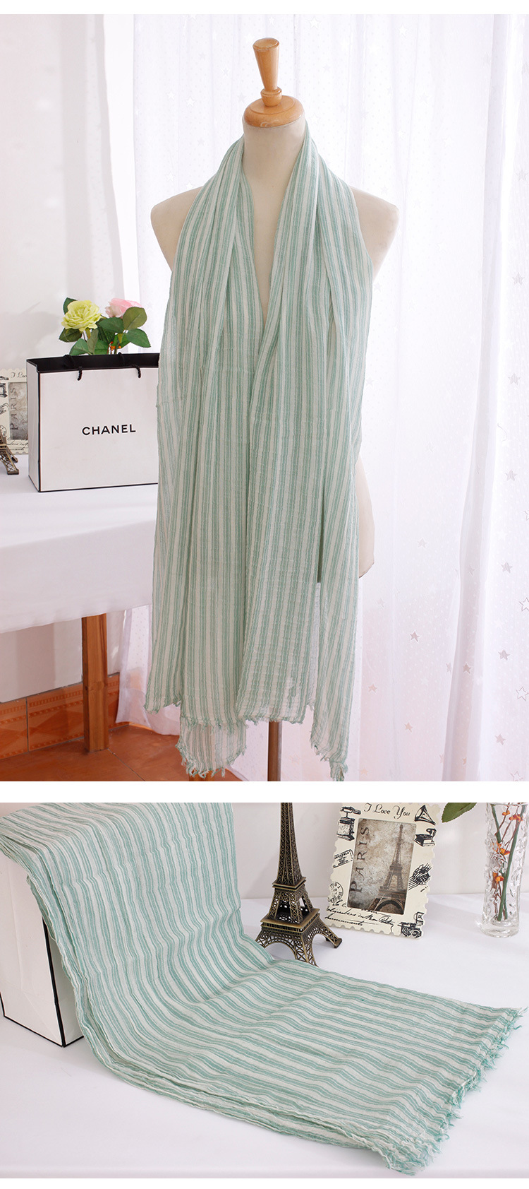 Wholesale striped cotton scarf