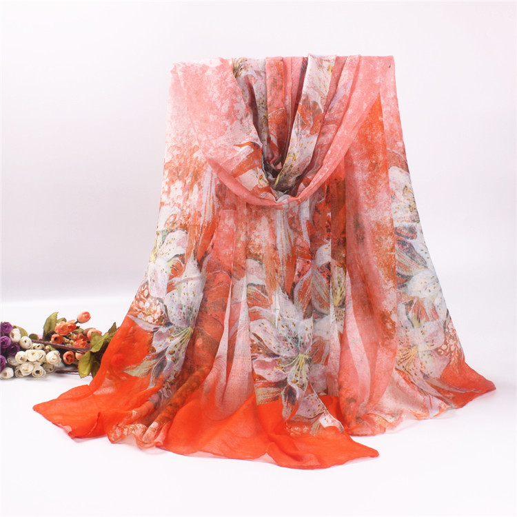 Viscose flower print scarf wholesale