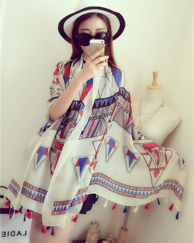 Wholesale fringed geometric scarf