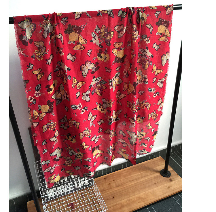 Butterfly pattern fringed scarf wholesale