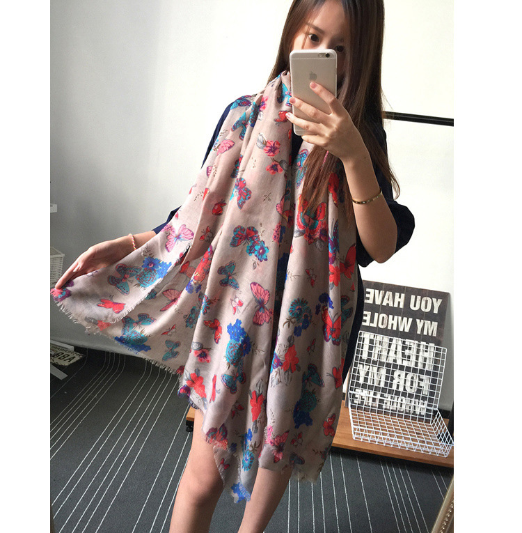 Butterfly pattern fringed scarf wholesale