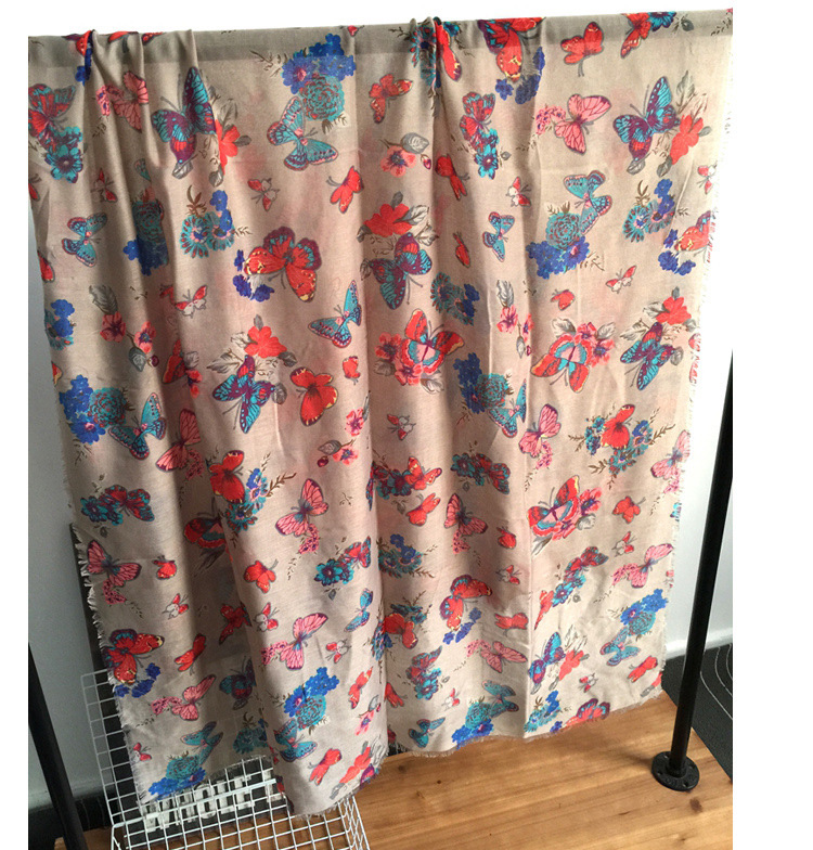 Butterfly pattern fringed scarf wholesale